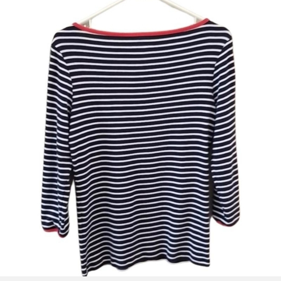 🇺🇲Vineyard vines womens blue/white 3/4 sleeve size M top. 100% Pima cotton. - Picture 5 of 9